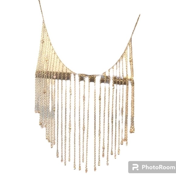 PROM Sale Chain and Rhinestone Necklace Gold Color Whimsigoth 2000’s - Picture 6 of 6